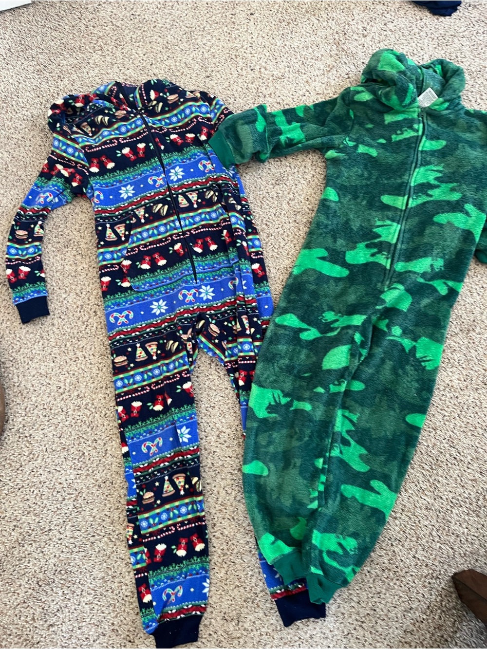 Kids Fleece One-Piece Hooded Pajamas bundle